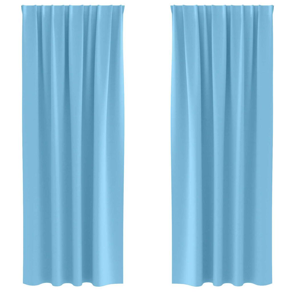 vidaXL Κουρτίνες με κουρτίνες 2 pcs Γαλάζιο 245 x 140 εκ. Πολυεστέρας