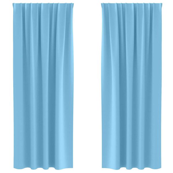 vidaXL Κουρτίνες με κουρτίνες 2 pcs Γαλάζιο 245 x 140 εκ. Πολυεστέρας