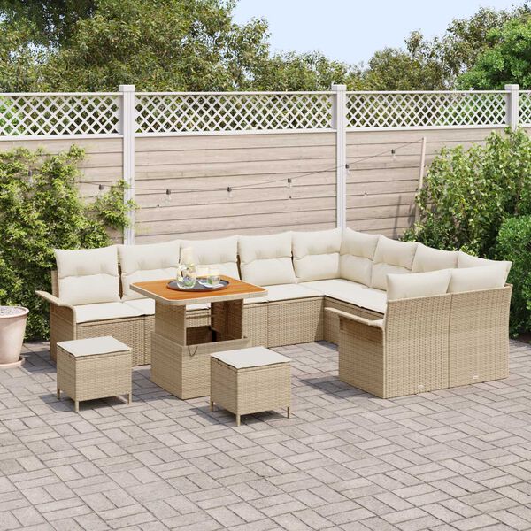 vidaXL Σετ Καναπέ Κήπου 12 pcs Μπεζ συνθετικό ρατάν
