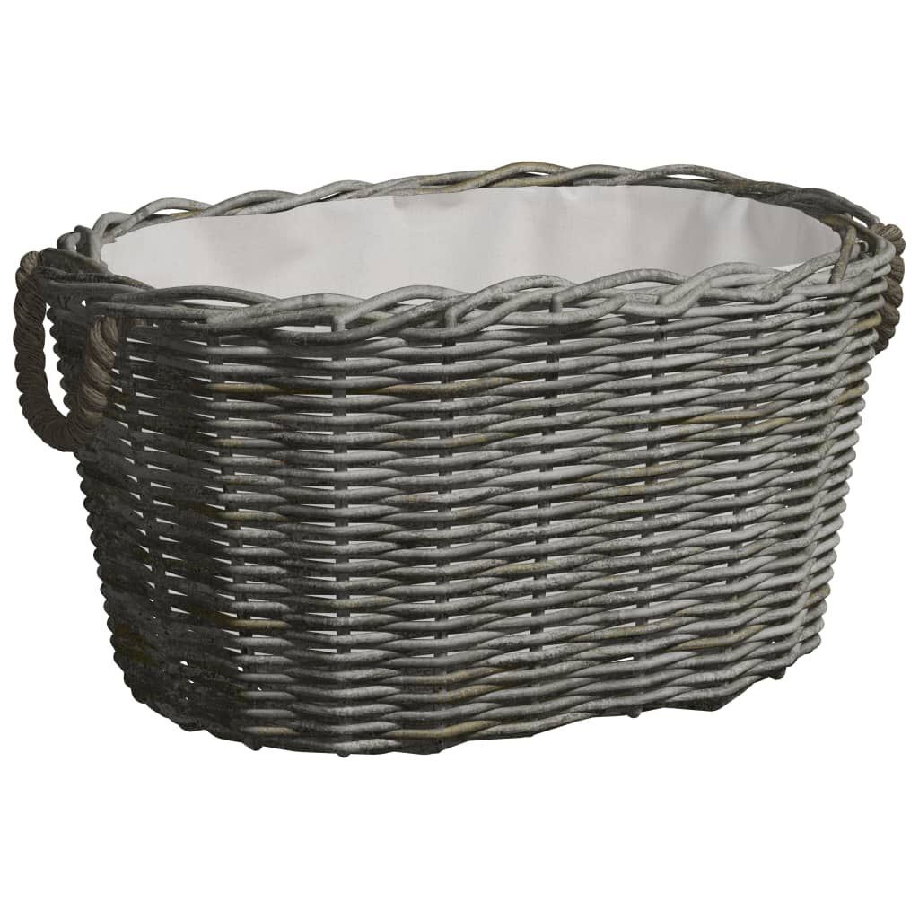 vidaXL Καλάθι Καυσόξυλων με Λαβές Μεταφοράς 59x42x28 εκ. Γκρι Ιτιά