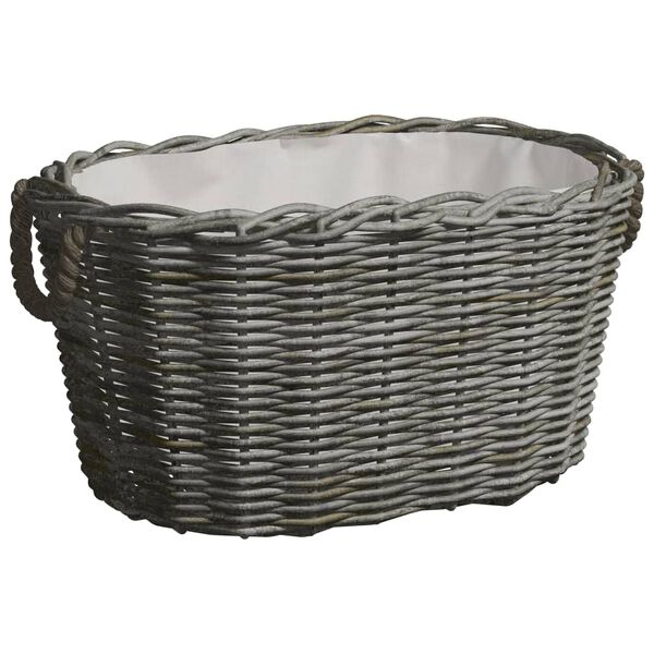 vidaXL Καλάθι Καυσόξυλων με Λαβές Μεταφοράς 59x42x28 εκ. Γκρι Ιτιά