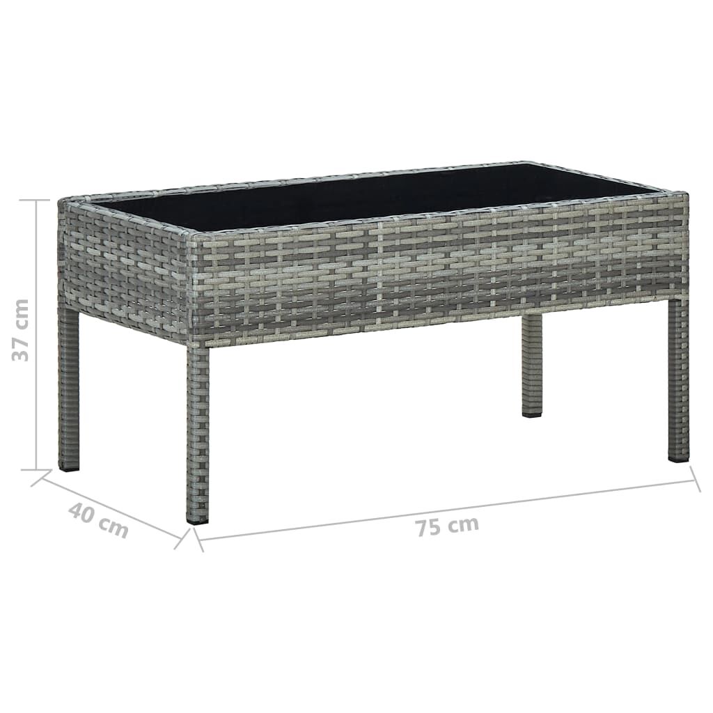 vidaXL Τραπέζι Κήπου Γκρι 75 x 40 x 37 εκ. από Συνθετικό Ρατάν