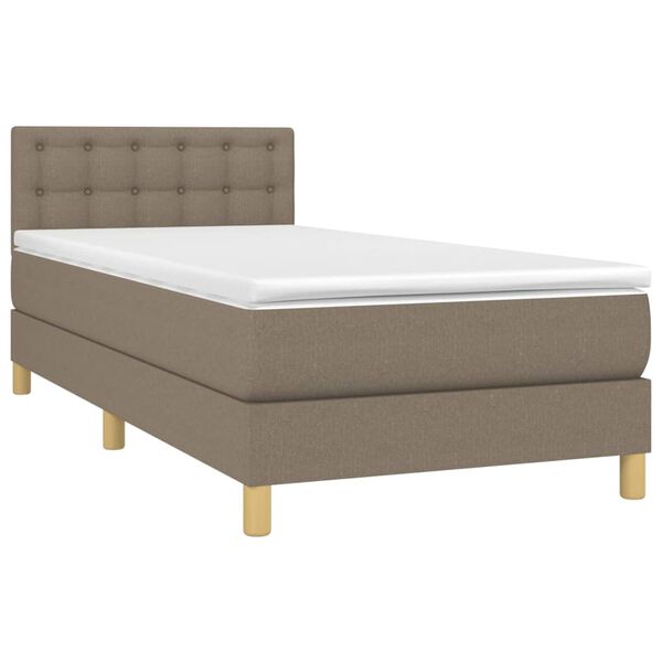vidaXL &Kappa;&rho;&epsilon;&beta;ά&tau;&iota; Boxspring &mu;&epsilon; &Sigma;&tau;&rho;ώ&mu;&alpha; & LED Taupe 100x200 &epsilon;&kappa;. &Upsilon;&phi;&alpha;&sigma;&mu;ά&tau;&iota;&nu;&omicron;