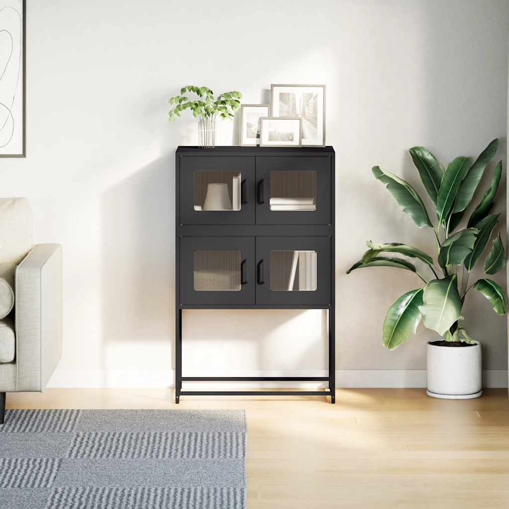 vidaXL Highboard Μαύρο 68x39x107 cm Ατσάλι