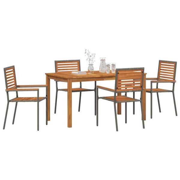 vidaXL Σέτ φαγητού για κήπο 5 pcs Γκρι Πολυ ράταν
