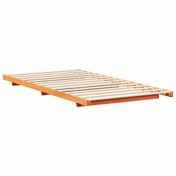 vidaXL Κρεβάτι δαπέδου Καφέ κεριού 100 x 220 cm Μασίφ ξύλο πεύκου