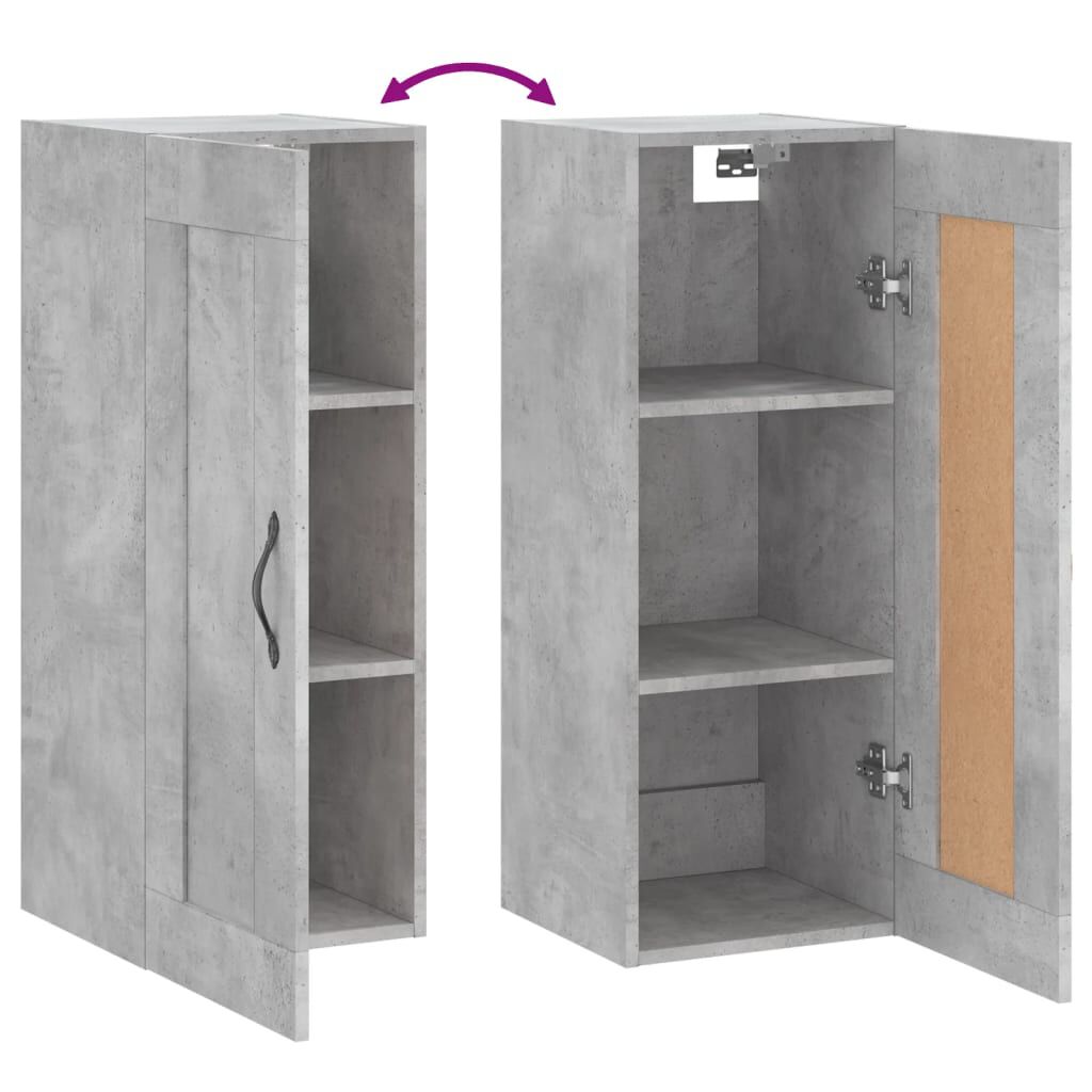 vidaXL Ντουλάπι Τοίχου Γκρι Σκυροδέματος 34,5x34x90 εκ. Επεξεργ. Ξύλο