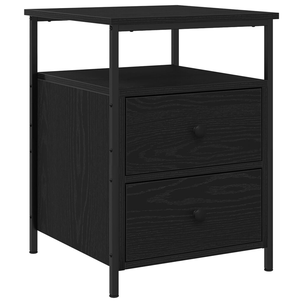 vidaXL Κομοδίνο με συρτάρι Μαύρη δρυς 44 x 45 x 60 εκ