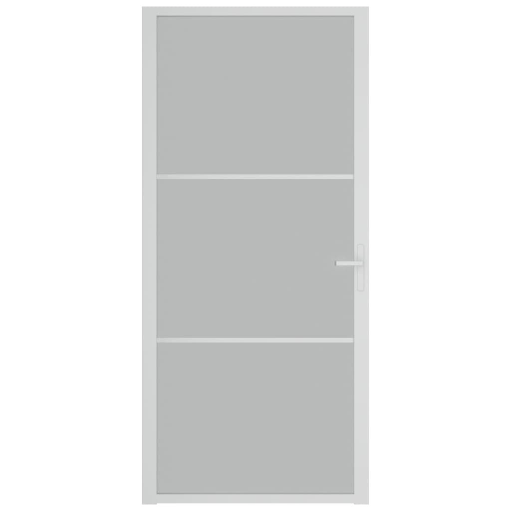 vidaXL Εσωτερική Πόρτα 93x201,5 εκ. Λευκό Ματ Γυαλί και Αλουμίνιο