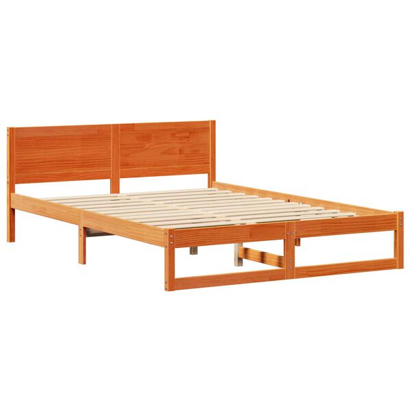 vidaXL Κρεβάτι Κερωτό καφέ Μασίφ ξύλο πεύκου 150 x 200 εκ. Ορθογώνιο