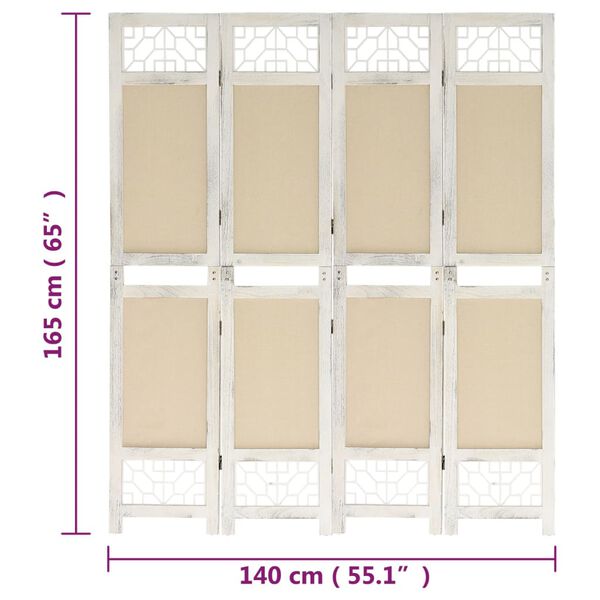 vidaXL Διαχωριστικό Δωματίου με 4 Πάνελ Κρεμ 140 x 165 εκ. Υφασμάτινο