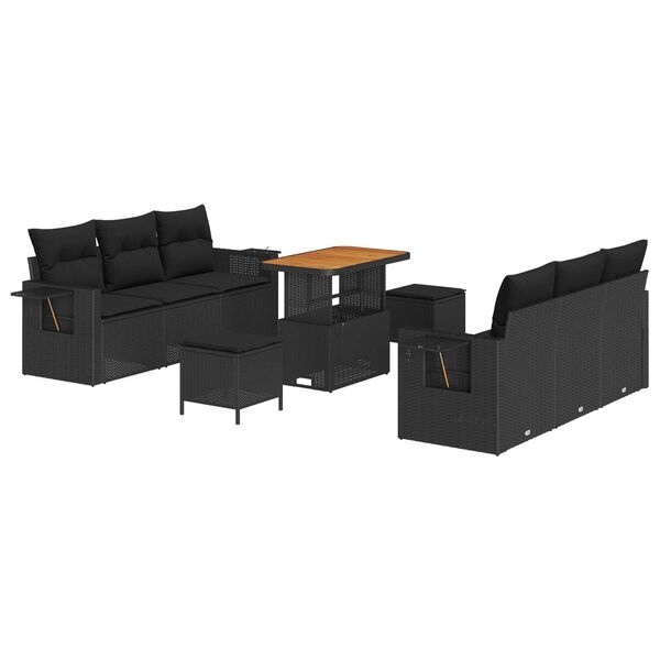 vidaXL Σετ Καναπέ Κήπου 9 pcs Μαύρο συνθετικό ρατάν