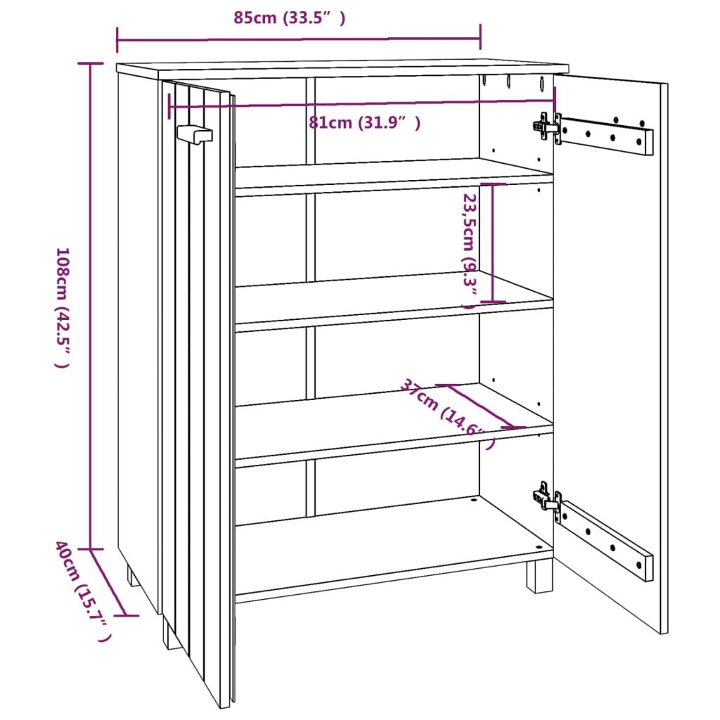 vidaXL Παπουτσοθήκη HAMAR Καφέ Μελί 85x40x108 εκ. Μασίφ Ξύλο Πεύκου