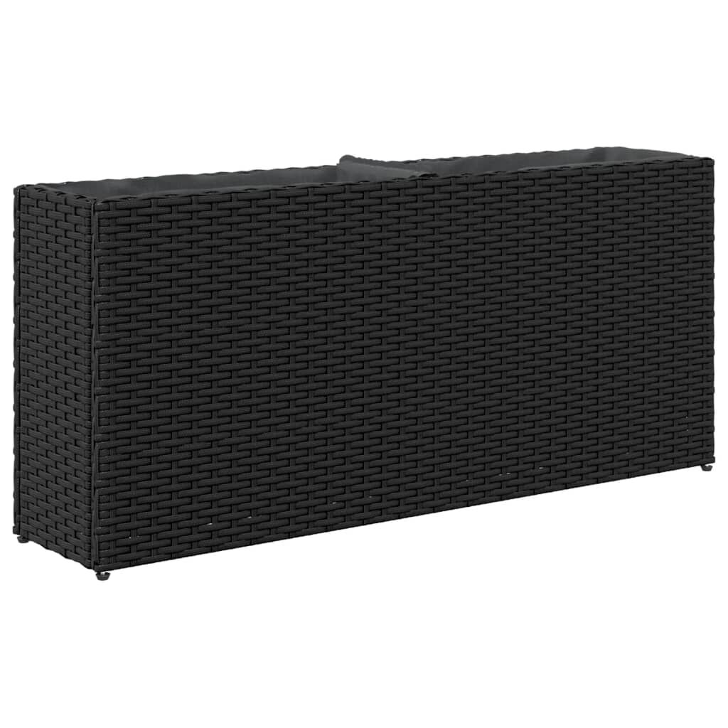 vidaXL Ζαρντινιέρες Κήπου 2 Γλάστρες 2 τεμ Μαύρη 90x20x40εκ Συνθ Ρατάν