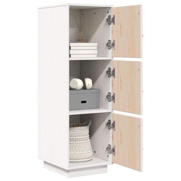vidaXL Ντουλάπι Ψηλό Λευκό 34 x 40 x 108,5 εκ. από Μασίφ Ξύλο Πεύκου