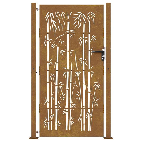 vidaXL Πόρτα Κήπου από Μπαμπού με Σχέδιο από Ατσάλι Corten 105 x 205 εκ.