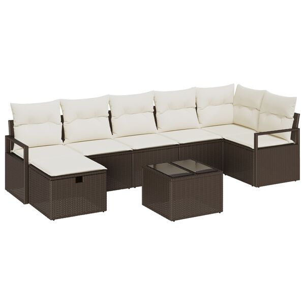 vidaXL Σετ Καναπέ Κήπου 8 pcs Καφέ και κρεμ 287 x 122 x 85 εκ