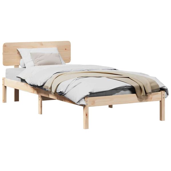 vidaXL Σκελετός Κρεβατιού Φυσικό 75 x 190 cm Μασίφ ξύλο πεύκου