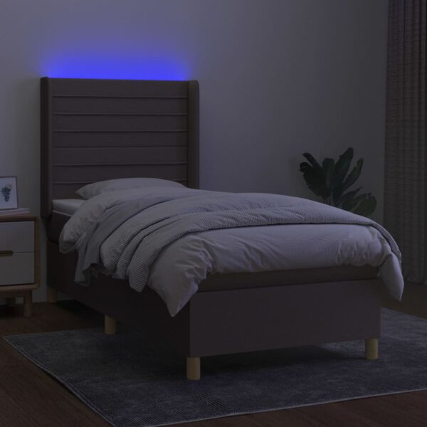 vidaXL &Kappa;&rho;&epsilon;&beta;ά&tau;&iota; Boxspring &mu;&epsilon; &Sigma;&tau;&rho;ώ&mu;&alpha; & LED Taupe 80x200 &epsilon;&kappa;. &Upsilon;&phi;&alpha;&sigma;&mu;ά&tau;&iota;&nu;&omicron;