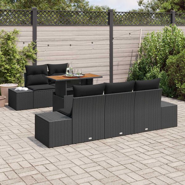 vidaXL Σετ Καναπέ Κήπου με αποθήκευση 6 pcs Μαύρο Πολυ ράταν