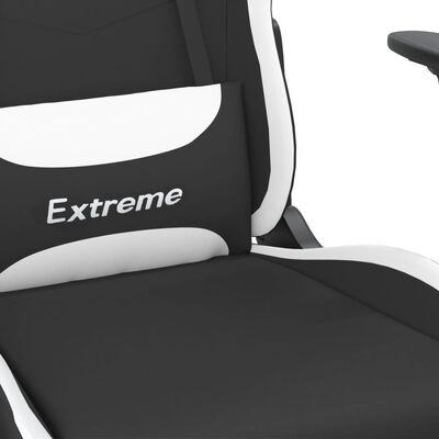 vidaXL Καρέκλα Gaming Μαύρο/Λευκό Ύφασμα με Υποπόδιο