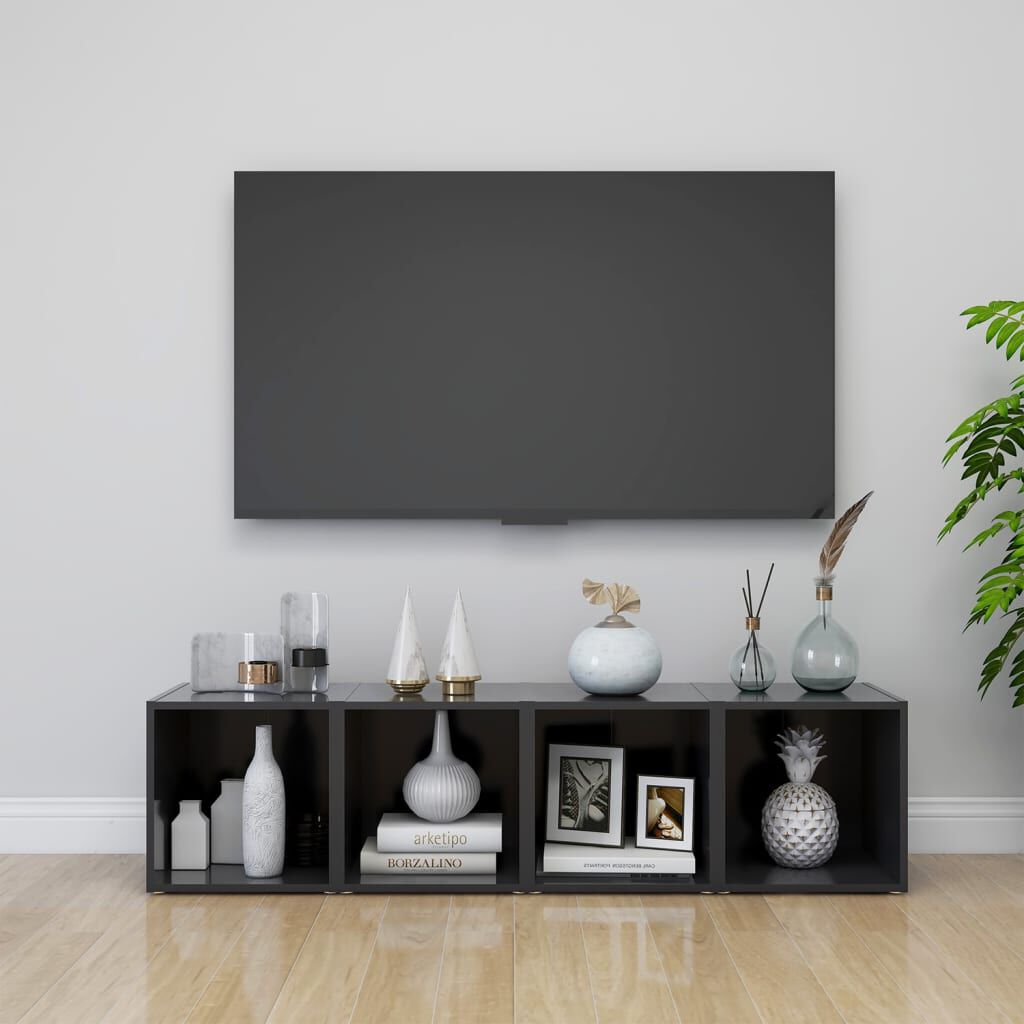 vidaXL Έπιπλα Τηλεόρασης 2 τεμ. Γκρι 37 x 35 x 37 εκ. από Επεξ. Ξύλο