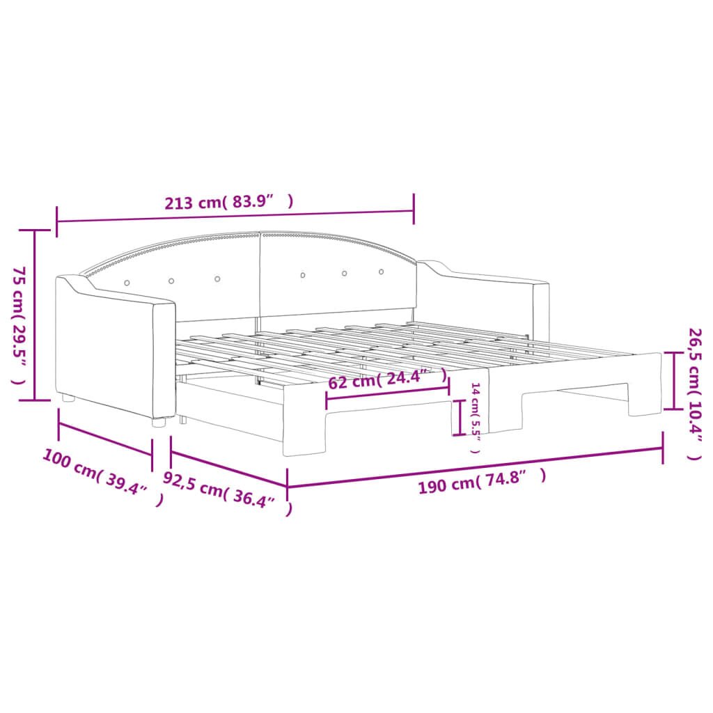 vidaXL Καναπές Κρεβάτι Συρόμενος Σκούρο Γκρι 90 x 190 εκ. Ύφασμα