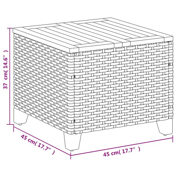 vidaXL Τραπέζι Κήπου Μπεζ 45x45x37 εκ. Συνθετικό Ρατάν/Ξύλο Ακακίας