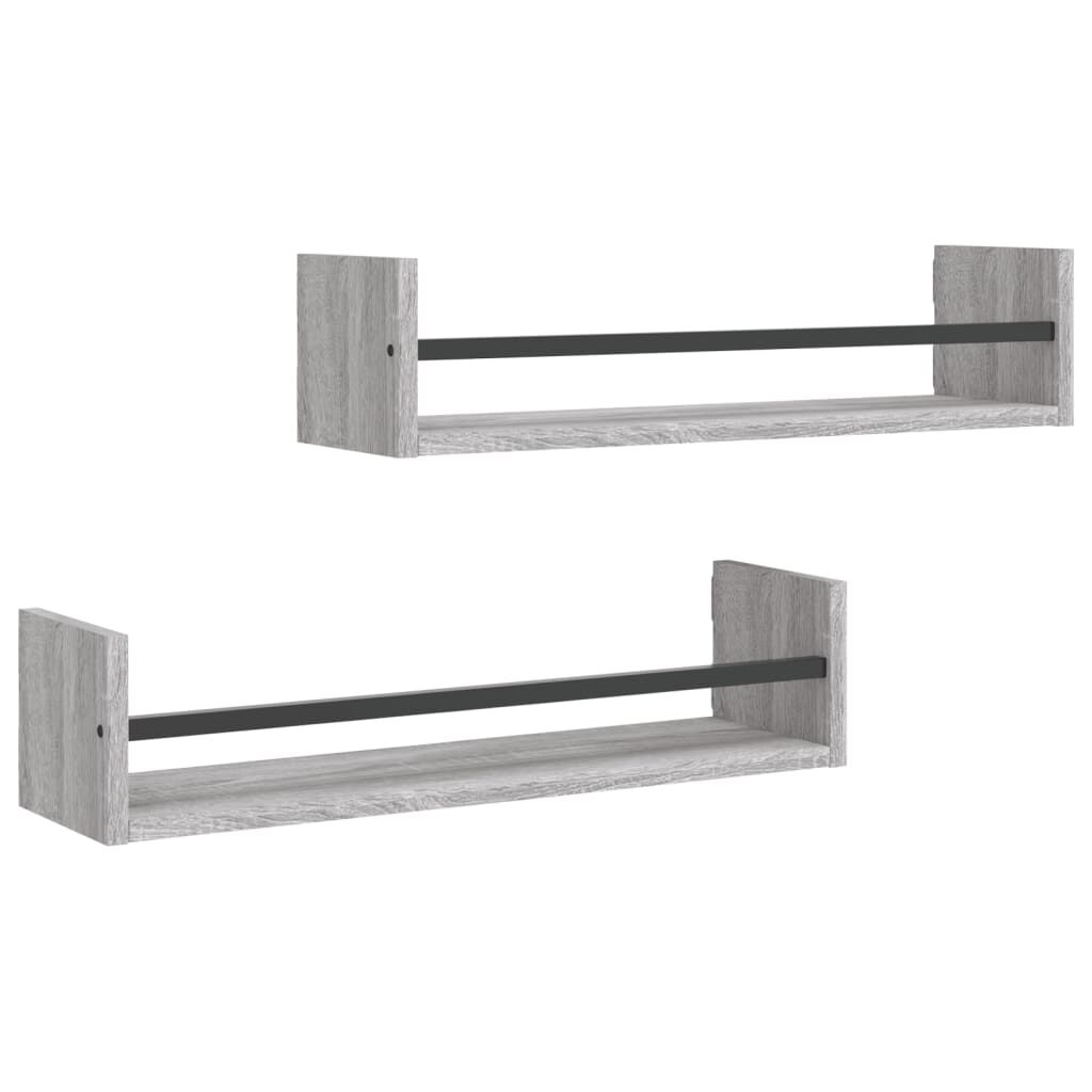 vidaXL Ράφια Τοίχου με Μπάρα 2 τεμ. Γκρι Sonoma 60 x 16 x 14 εκ.