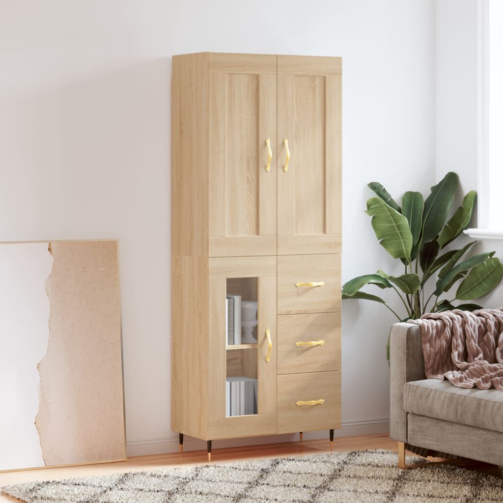 vidaXL Ντουλάπι Sonoma δρυς 69,5 x 34 x 180 εκ. από Επεξεργασμένο Ξύλο