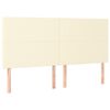 vidaXL Κρεβάτι Boxspring με Στρώμα & LED Κρεμ 200x200 εκ. Συνθ. Δέρμα