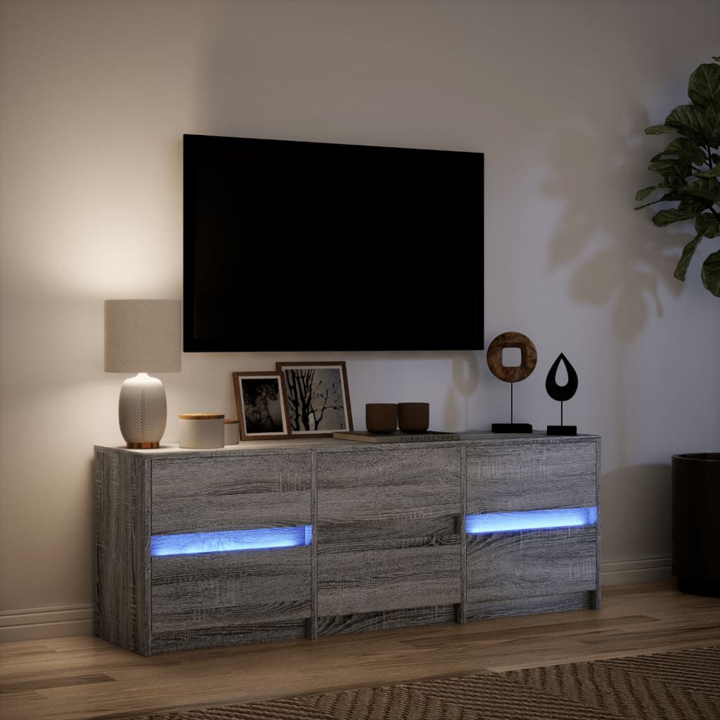 vidaXL Έπιπλο Τηλεόρασης με LED Γκρι Sonoma 140x34x50 εκ. Επεξ. Ξύλο