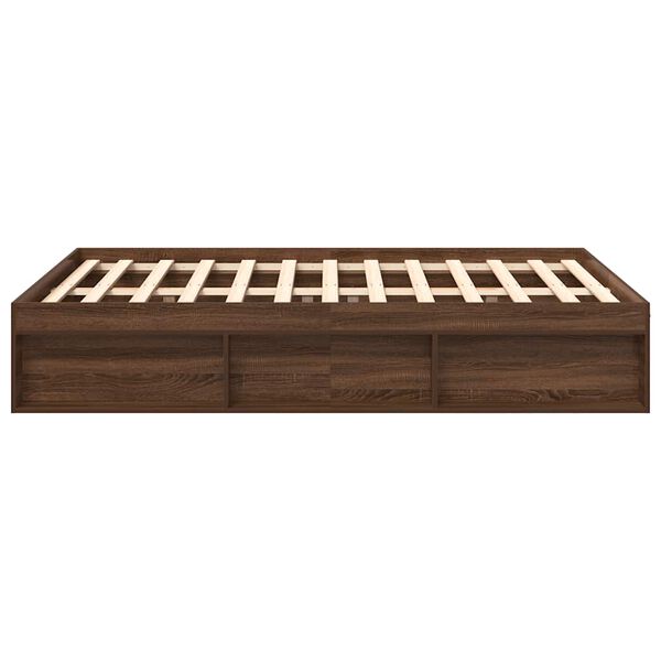 vidaXL Πλαίσιο Κρεβατιού Καφέ Δρυς 135x190 εκ. Double