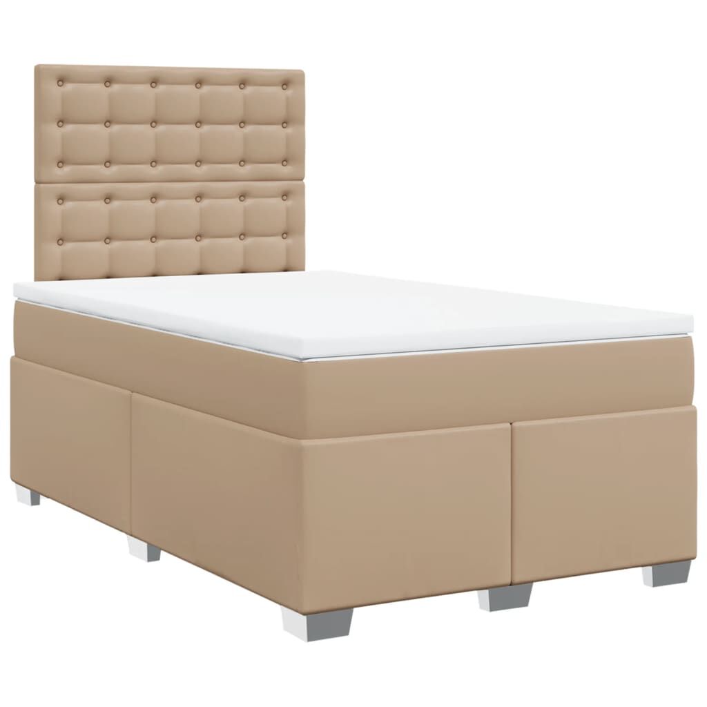 vidaXL Κρεβάτι Boxspring με Στρώμα Καπουτσίνο 120x190εκ.από Συνθ.Δέρμα
