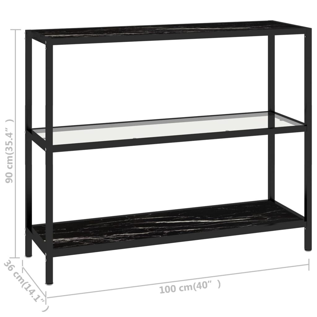 vidaXL Ράφι Διαφανές και Μαύρο Μάρμαρο 100 x 36 x 90 εκ. Ψημένο Γυαλί