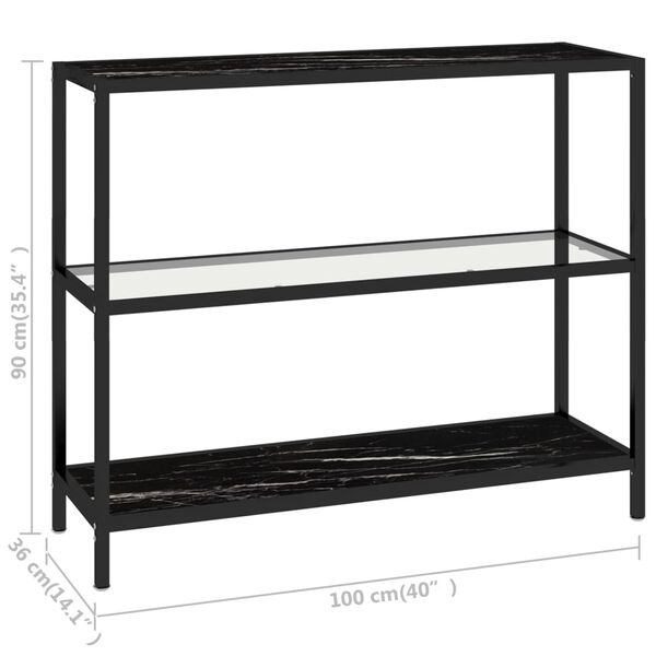vidaXL Ράφι Διαφανές και Μαύρο Μάρμαρο 100 x 36 x 90 εκ. Ψημένο Γυαλί