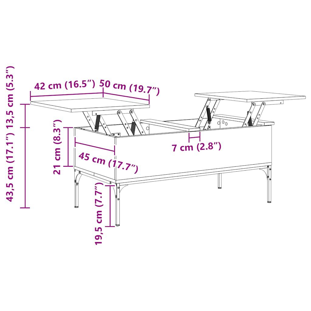 vidaXL Τραπεζάκι Σαλονιού Sonoma Δρυς 100x50x45εκ Επεξ. Ξύλο + Μέταλλο