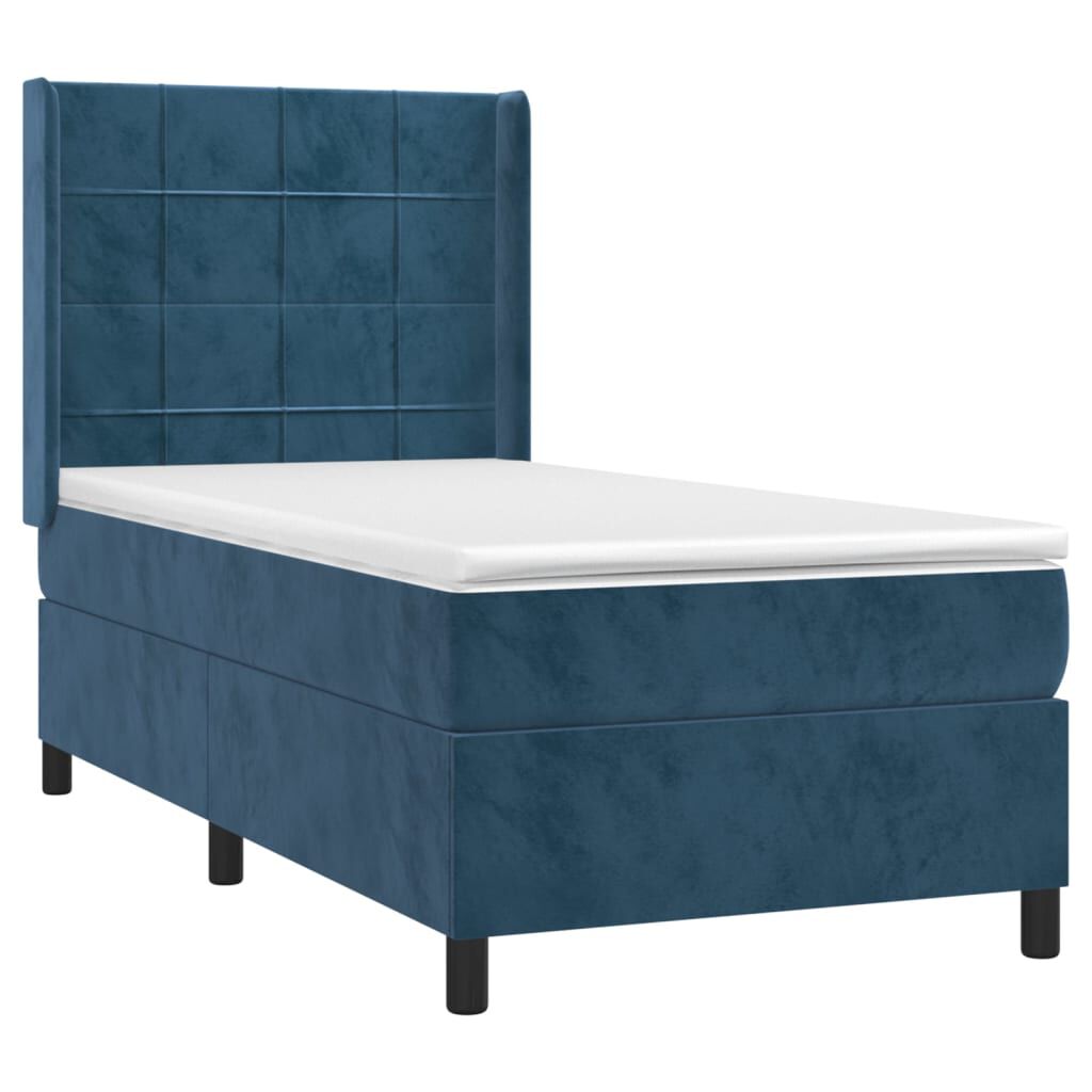 vidaXL Κρεβάτι Boxspring με Στρώμα Σκούρο Μπλε 80 x 200 εκ. Βελούδινο