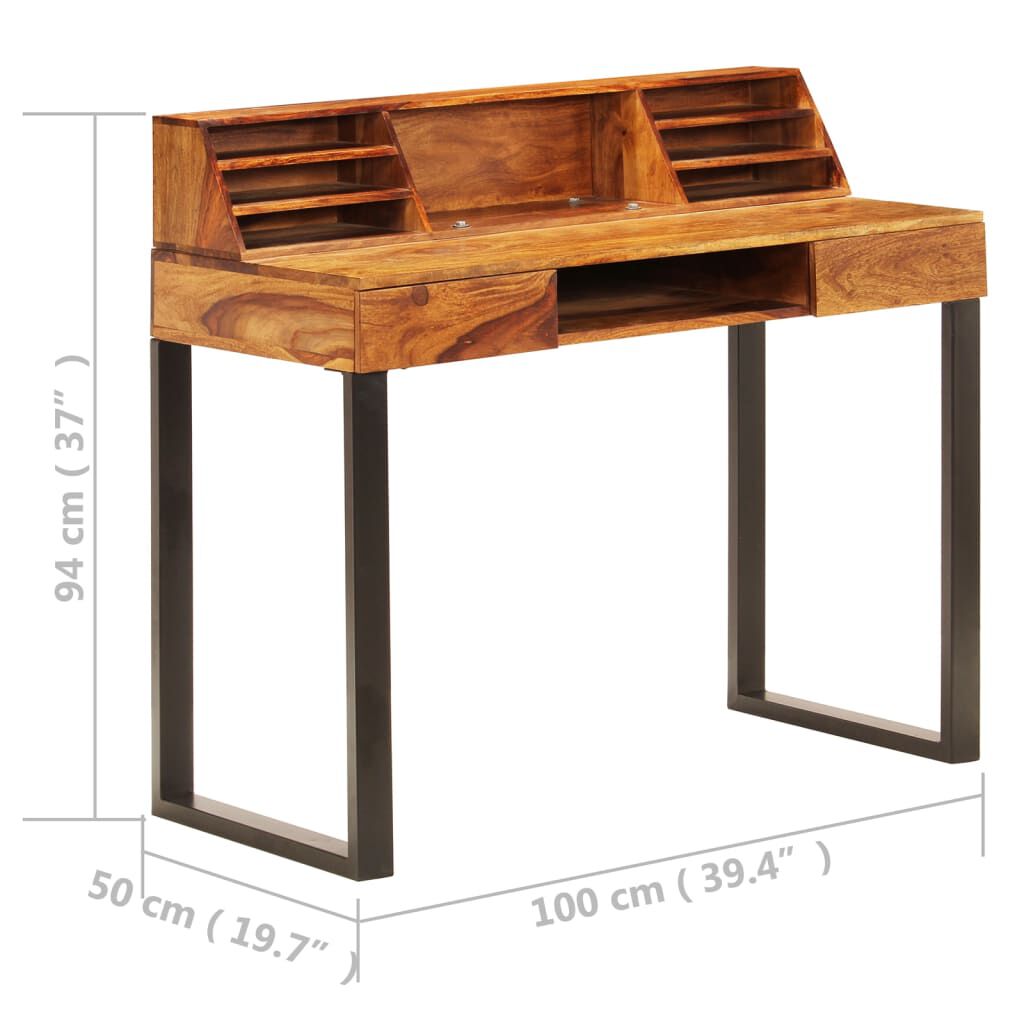 vidaXL Γραφείο 110 x 50 x 94 εκ. από Μασίφ Ξύλο Ακακίας και Ατσάλι