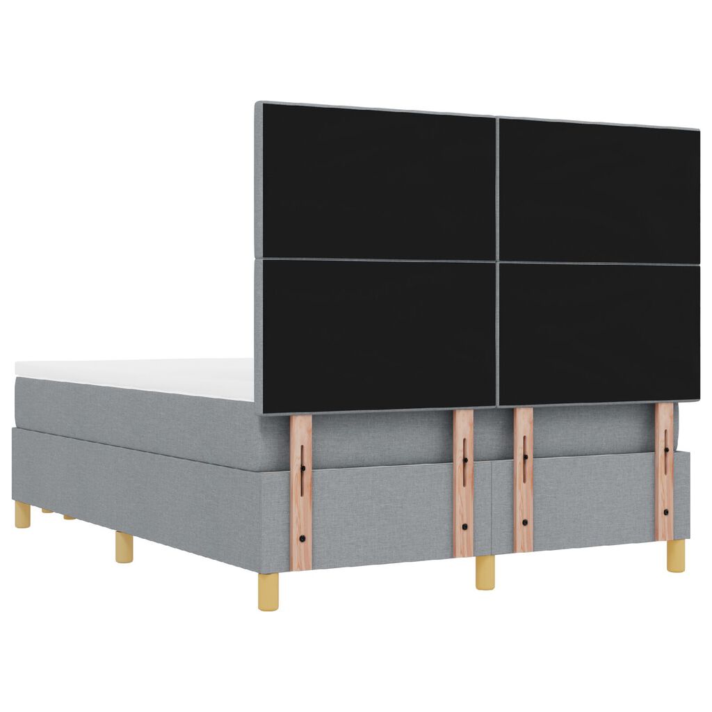 Κρεβάτι Box Spring με στρώμα και πάγκο vidaXL Ανοιχτό Γκρι 140x190 εκ Υφάσμα