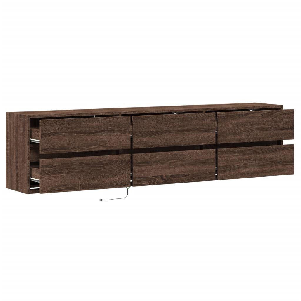vidaXL Έπιπλο Τοίχου Τηλεόρασης με LED Καφέ Δρυς 180x31x45 εκ.