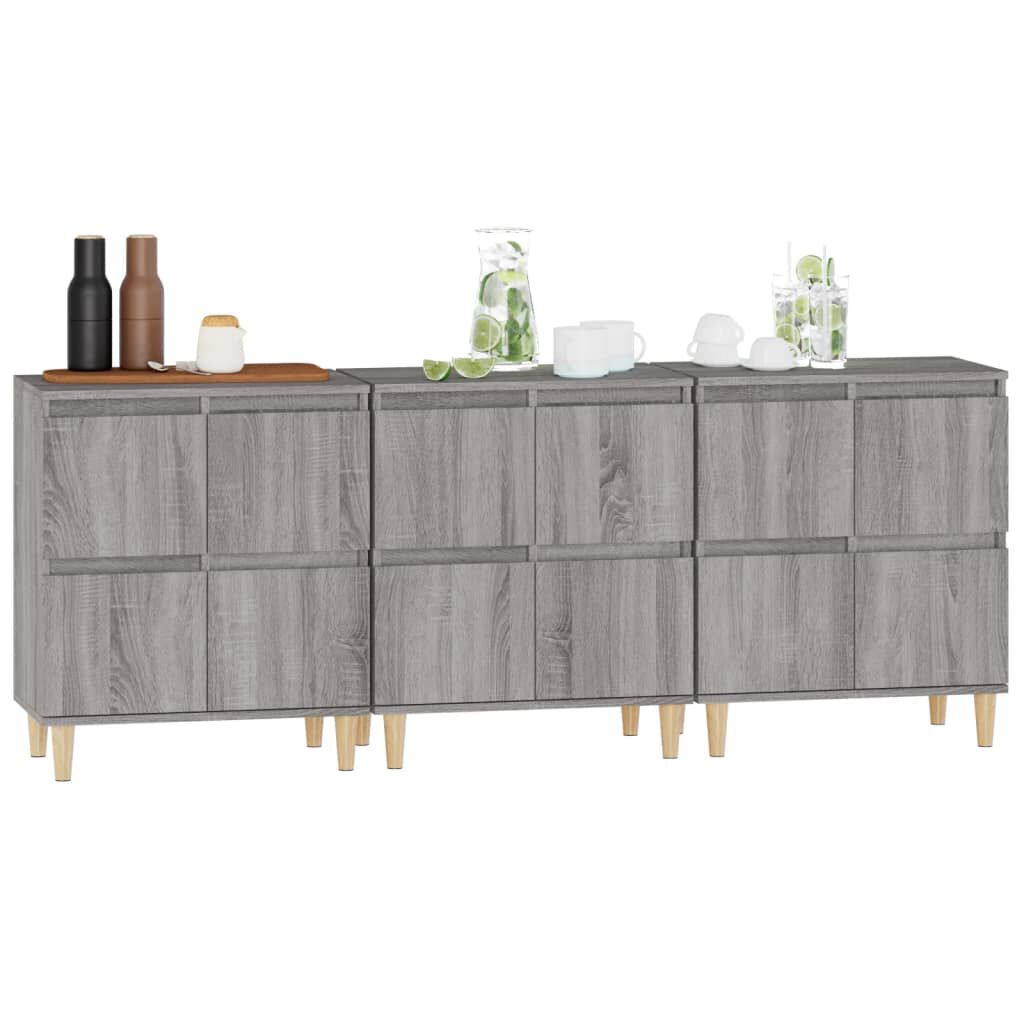 vidaXL Ντουλάπι 3 τεμ. Γκρι Sonoma 60x35x70 εκ. από Επεξεργασμένο Ξύλο