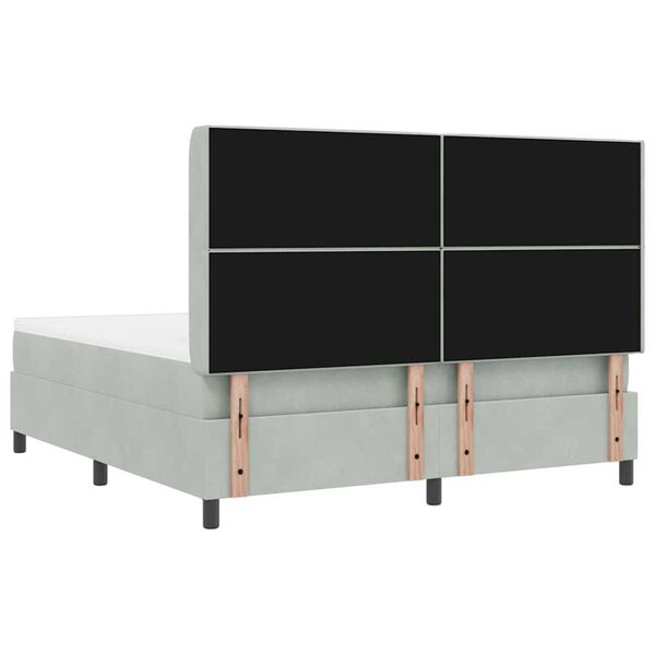 vidaXL Κρεβάτι με ελατήρια Ανοιχτό γκρι 180 x 200 cm Βελούδο