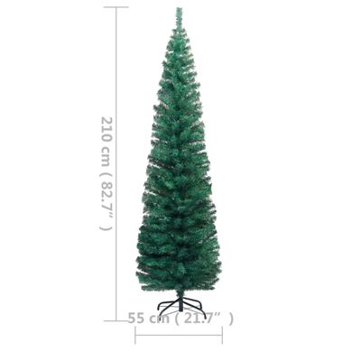 vidaXL Χριστουγεν. Δέντρο Προαναμμένο Τεχνητό Βάσεις Πράσινο 210εκ PVC