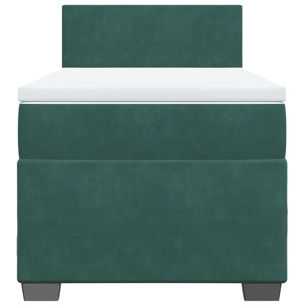 vidaXL Κρεβάτι Boxspring με Στρώμα Σκούρο Πράσινο 100x200εκ. Βελούδινο