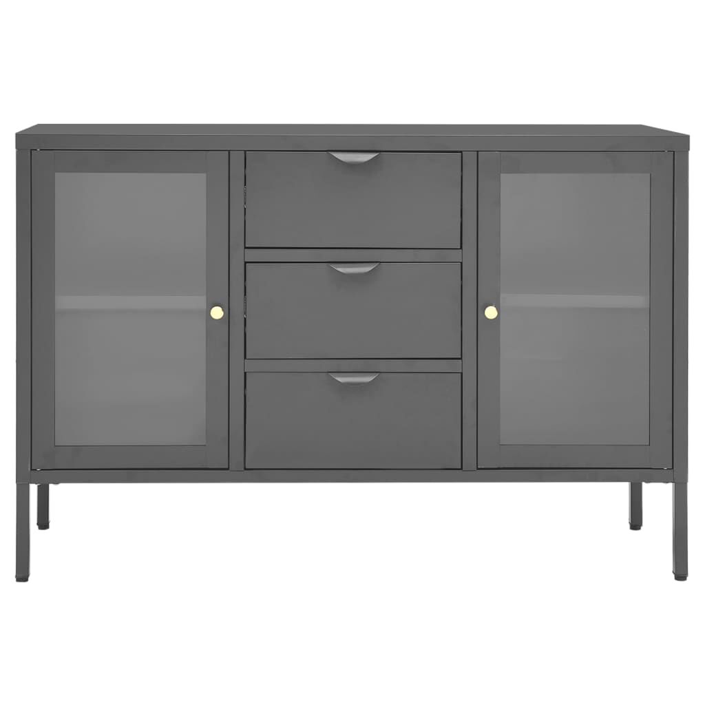 vidaXL Μπουφές Ανθρακί 105 x 35 x 70 εκ. από Ατσάλι και Ψημένο Γυαλί