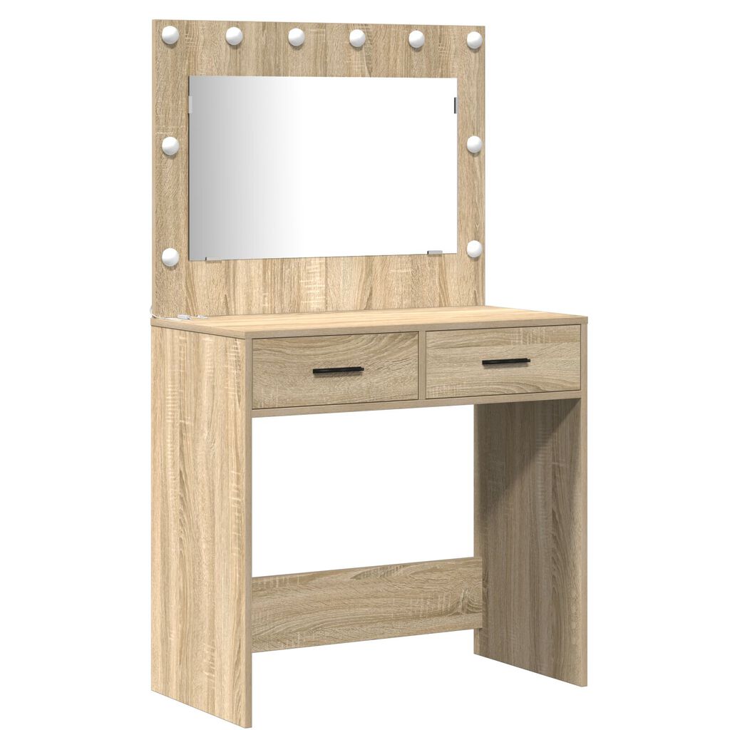 Σετ από Dressing Table 2 Τεμαχίων vidaXL με LED σε Σομόνα Δρυς