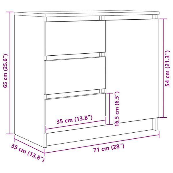 vidaXL Συρταριέρα με Συρτάρια καφέ δρυς 71x35x65 εκ. Επεξ. Ξύλο