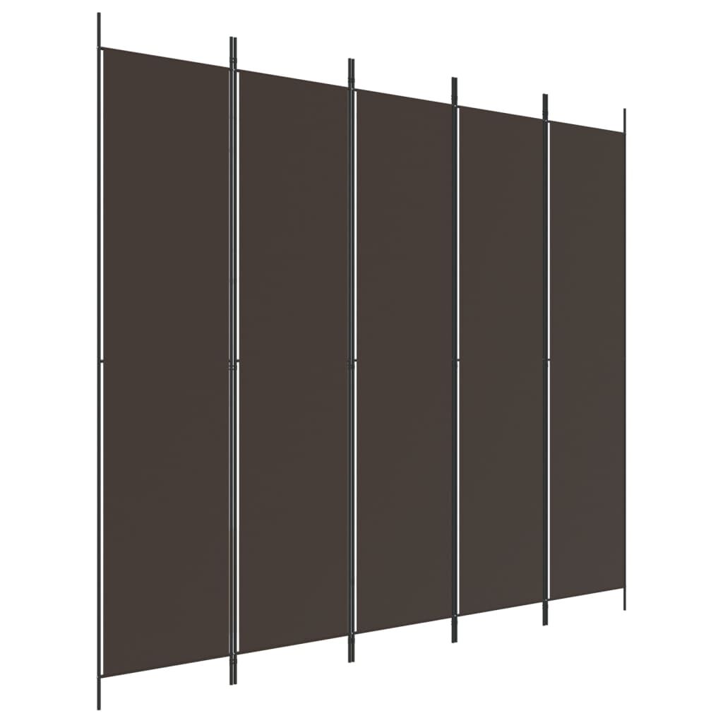 vidaXL Διαχωριστικό Δωματίου με 5 Πάνελ Καφέ 250x220 εκ. από Ύφασμα