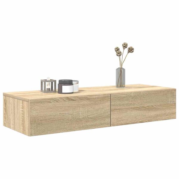 vidaXL Ράφι τοίχου με συρτάρια Sonoma Oak Κατασκευασμένο ξύλο